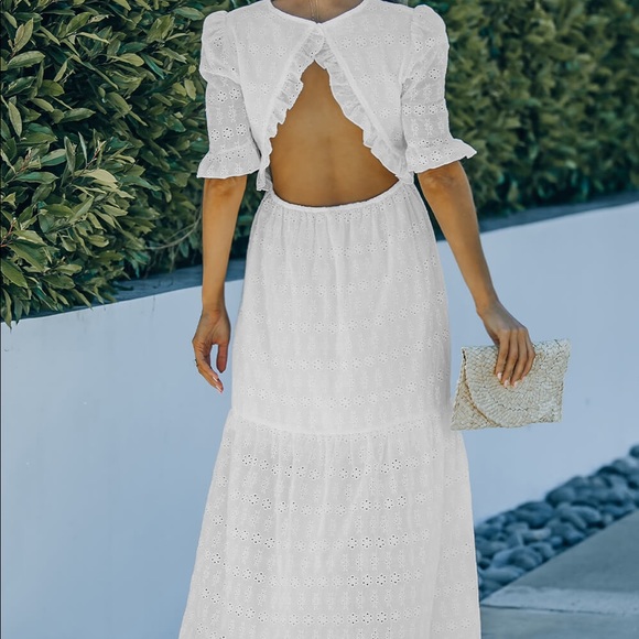 White Eyelet Maxi Dress - Picture 2 of 3